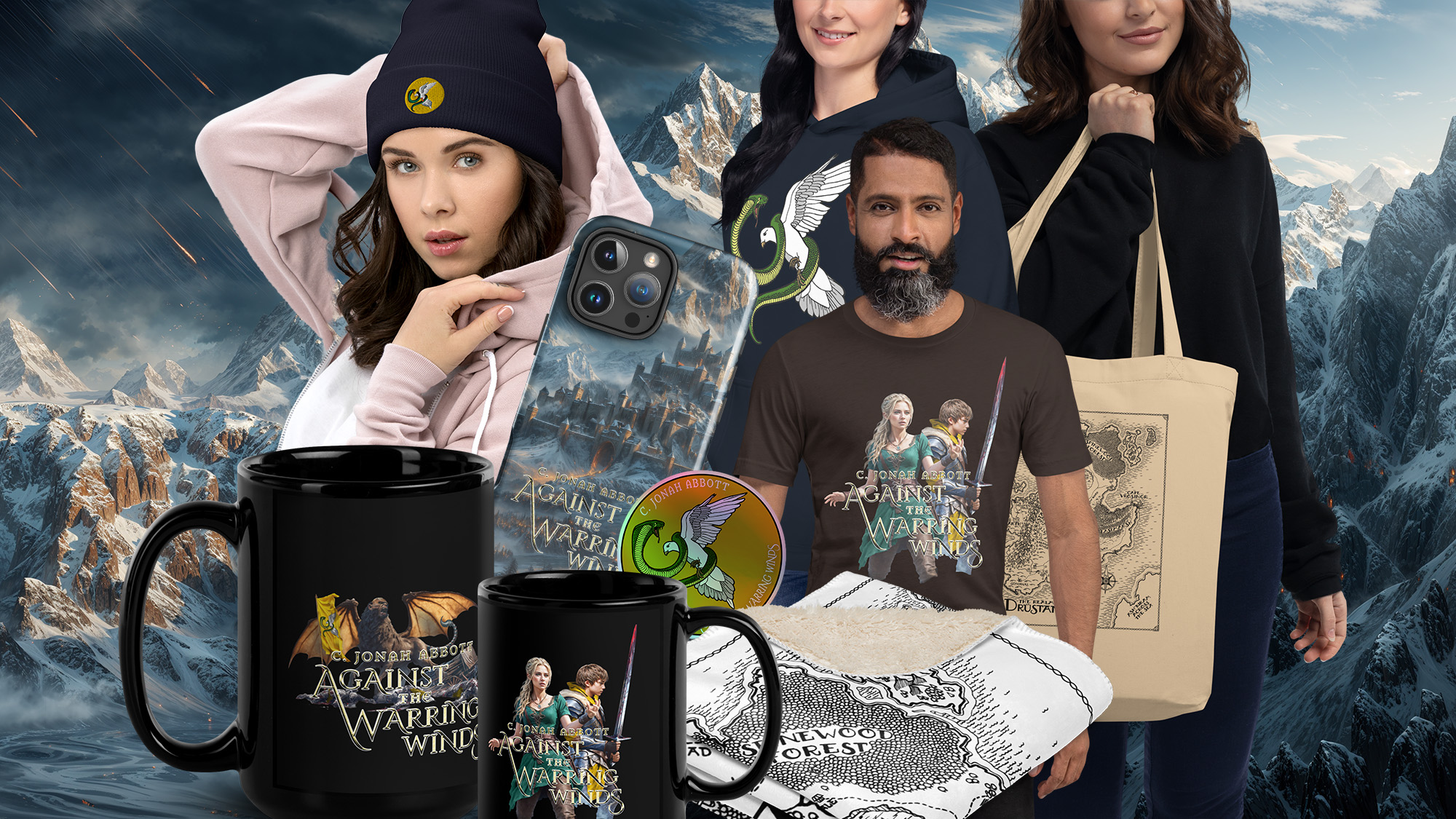 NEW LINE OF MERCHANDISE BASED ON FANTASY NOVEL “AGAINST THE WARRING WINDS”